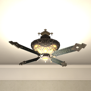Flame Ceiling Fan & Lamp