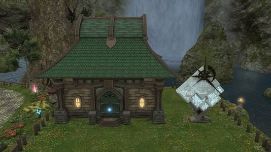 Pictured beside a Lavender Beds small house