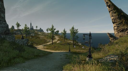 the distant lighthouse is Oschon's Torch