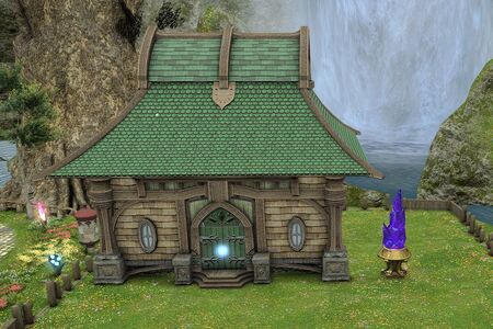 Pictured beside a Lavender Beds small house