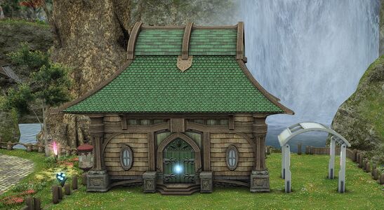 Pictured beside a Lavender Beds small house