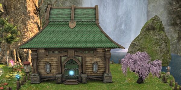 Pictured beside a Lavender Beds small house