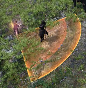 A 90 degree frontal cone AoE.