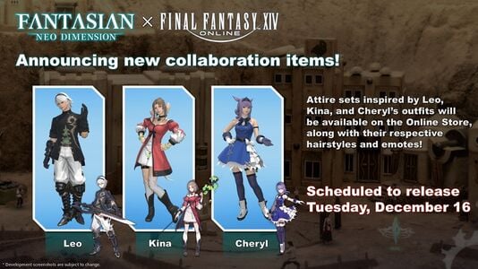 Three sets inspired by Leo, Kina, and Cheryl from Fantasian Neo Dimension