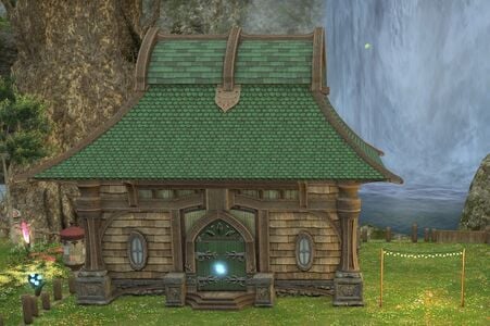 Pictured beside a Lavender Beds small house
