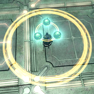 A stack marker requiring exactly 3 players to stand together inside. Only appears in Heavensward.