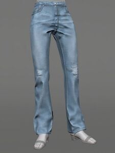 Worn Bell-bottom Twill Trousers