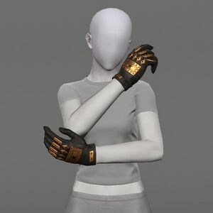 Augmented Bygone Brass Gloves of Fending