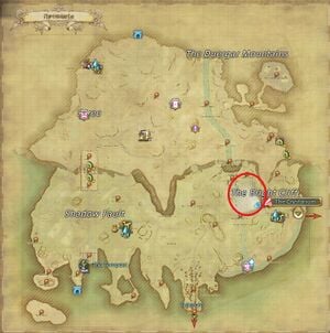 Map showing location of whiptails in Kholusia at and near coordinates 30, 22.